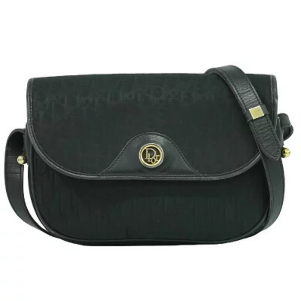 Christian Dior Trotter Canvas Shoulder Bag Black